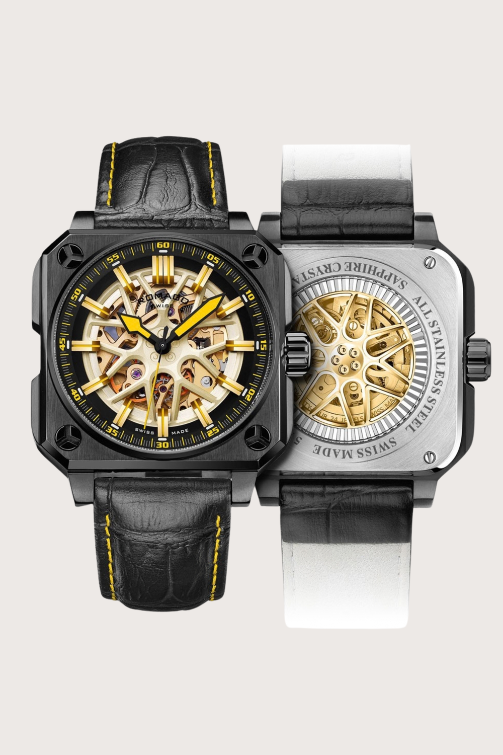 Double Racer Skeleton Luxury Square Automatic Watch