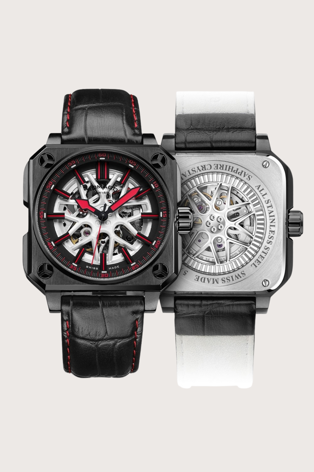 Double Racer Skeleton Luxury Square Automatic Watch
