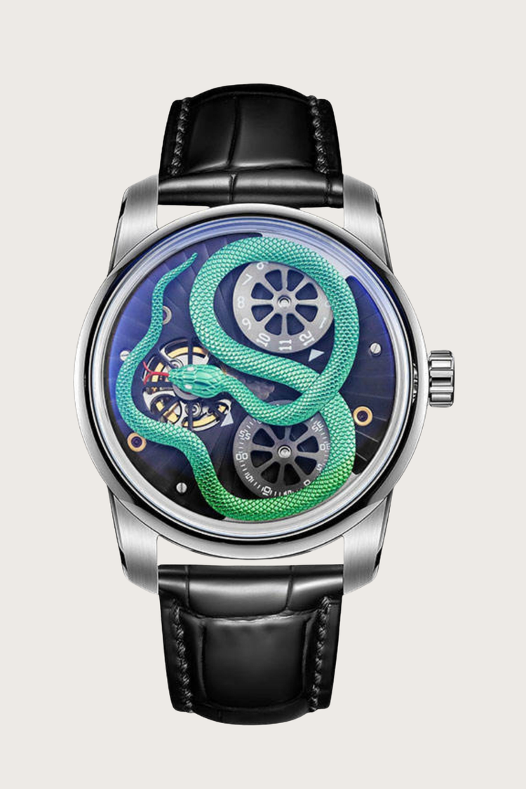 Dual Time Skeleton Balance Mechanical Watch