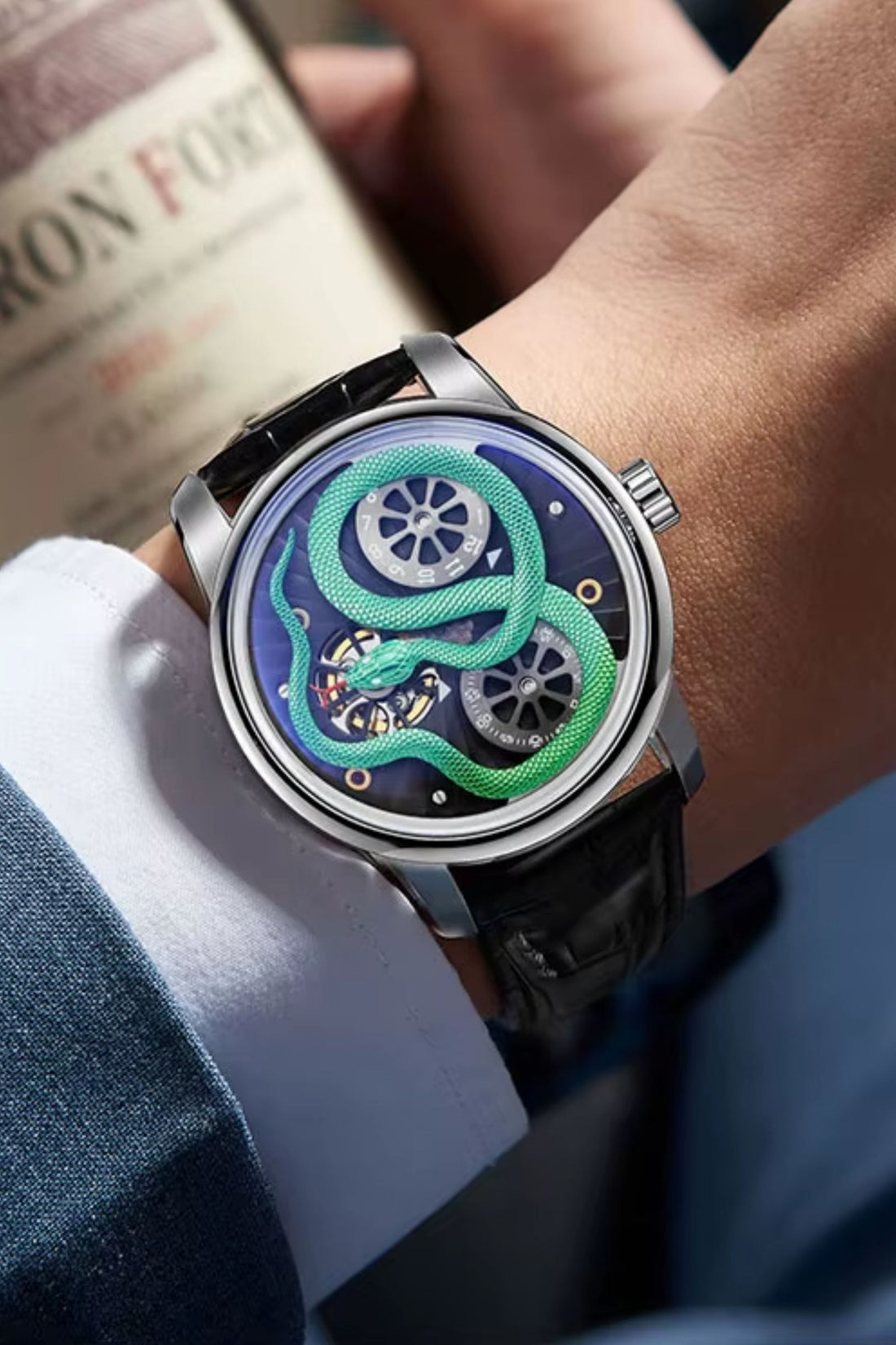 Dual Time Skeleton Balance Mechanical Watch