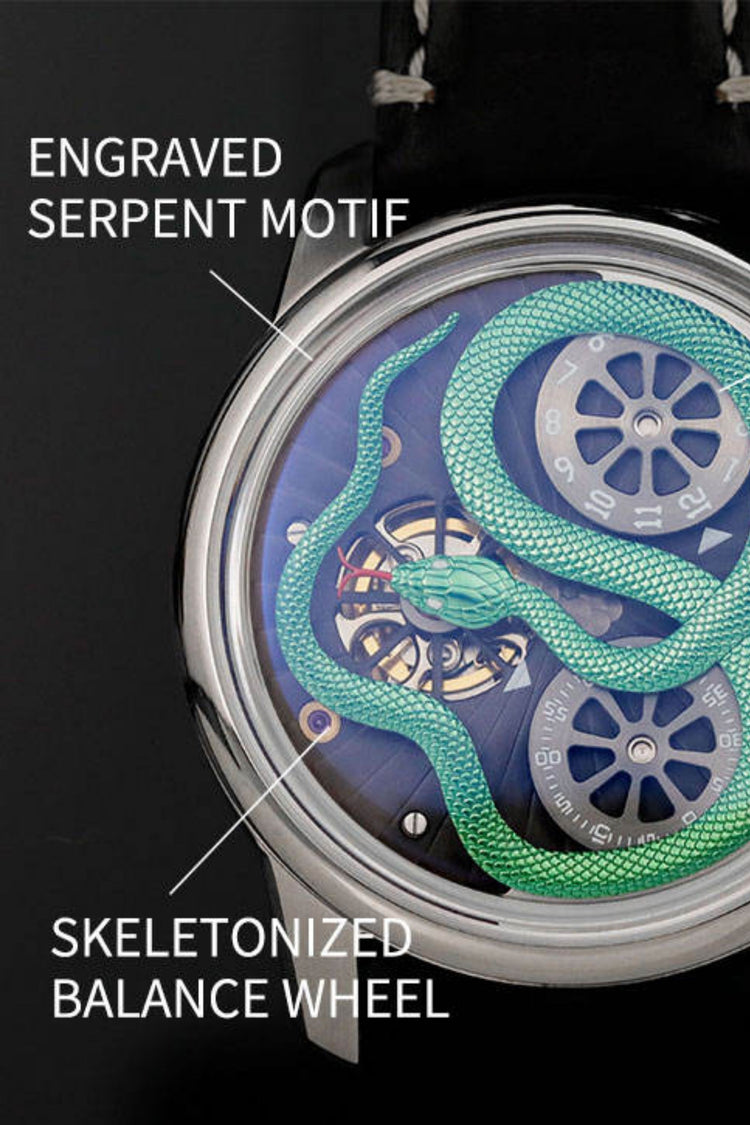 Dual Time Skeleton Balance Mechanical Watch