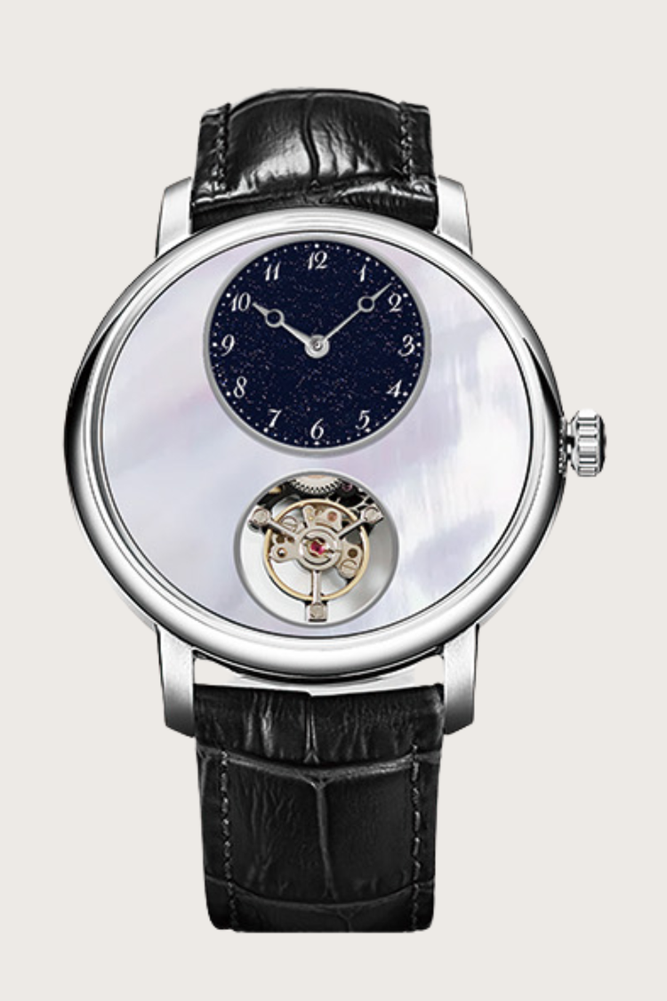 Earth Center Pearl Skeleton Elegance Mechanical Tourbillon Watch
