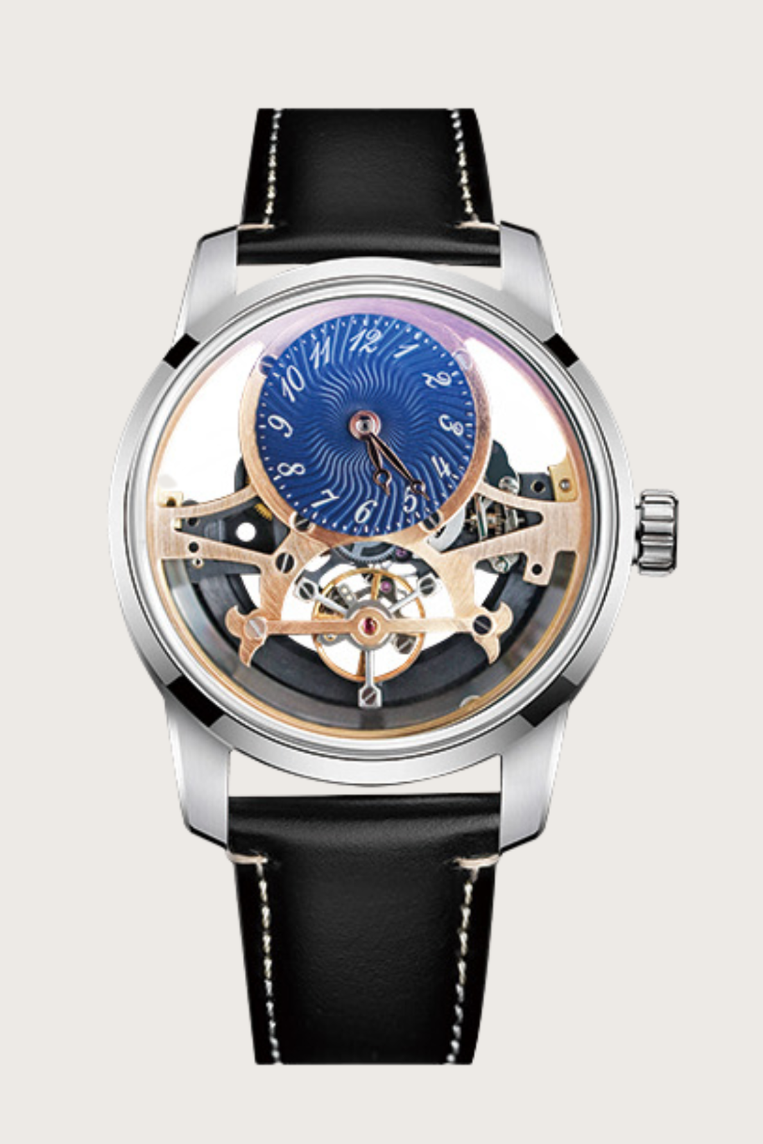 Earth Off‑Center Blue Skeleton Dial Mechanical Watch