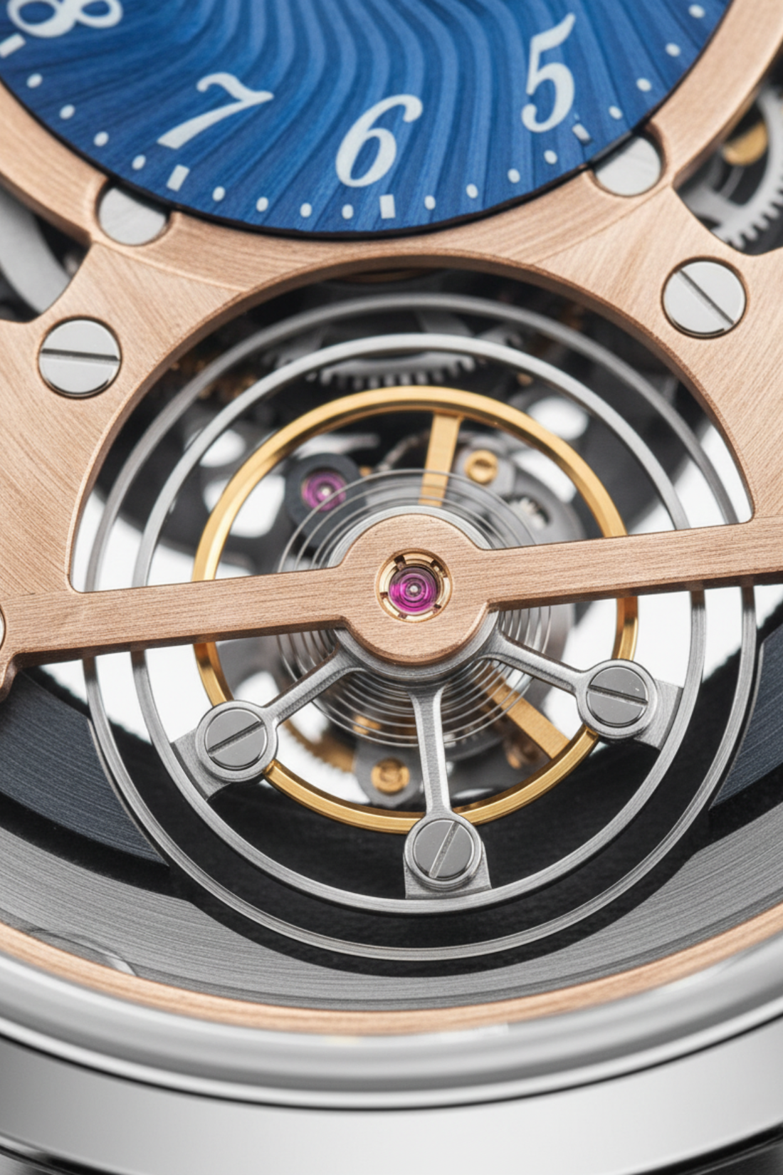 Earth Off‑Center Blue Skeleton Dial Mechanical Watch