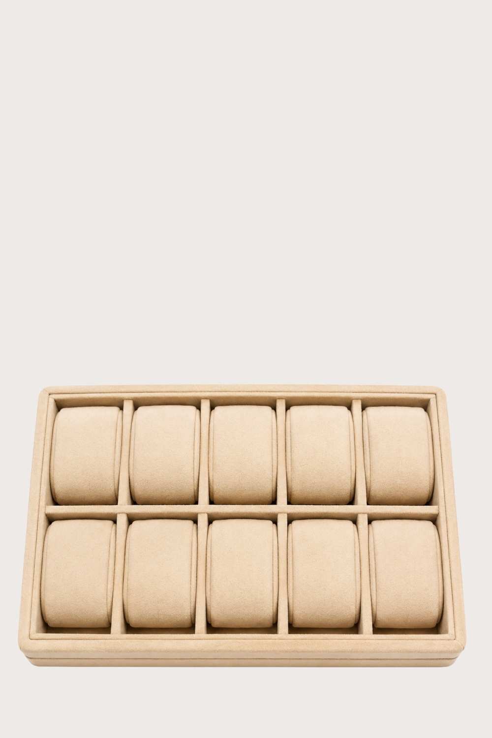 Elite Velvet Guardian – 10 Slot Beige Watch Tray Box