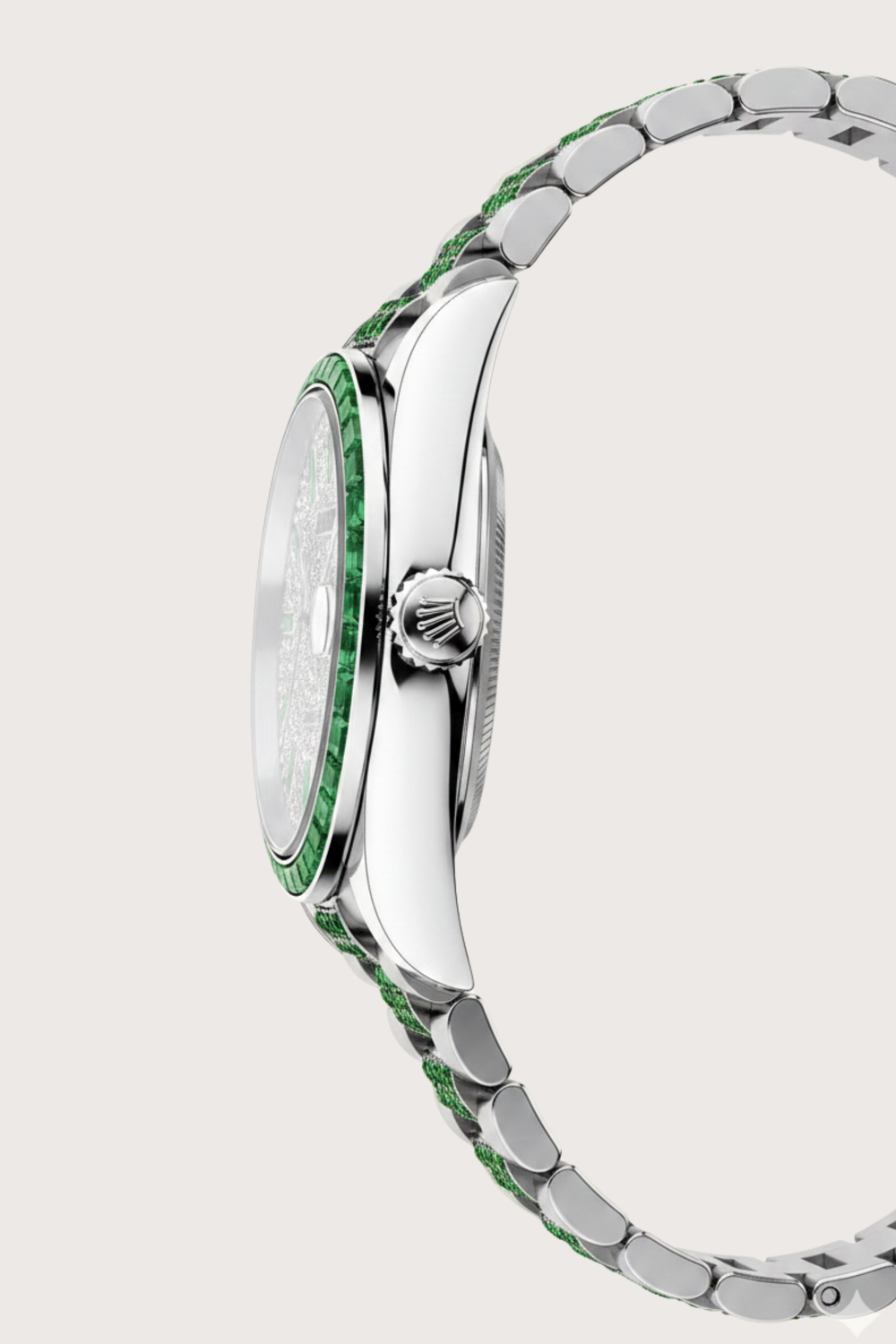 Emerald Grace | Ailuo Silver Green Diamond Automatic Watch (44222618)