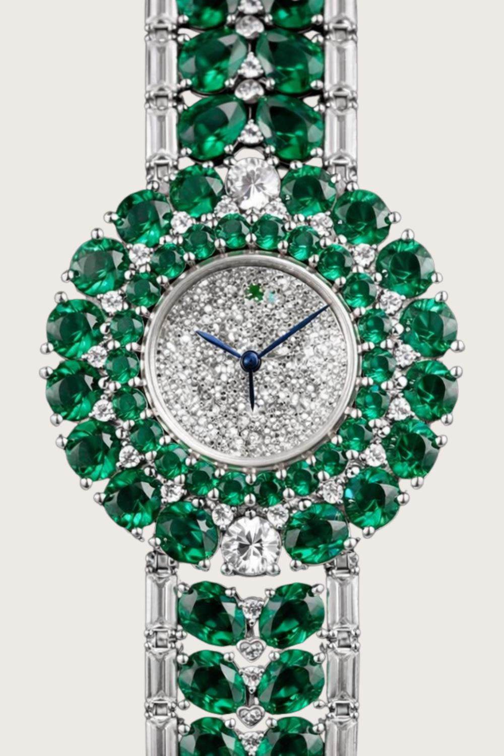 Emerald Radiance Diamond Halo Luxury Bracelet Watch