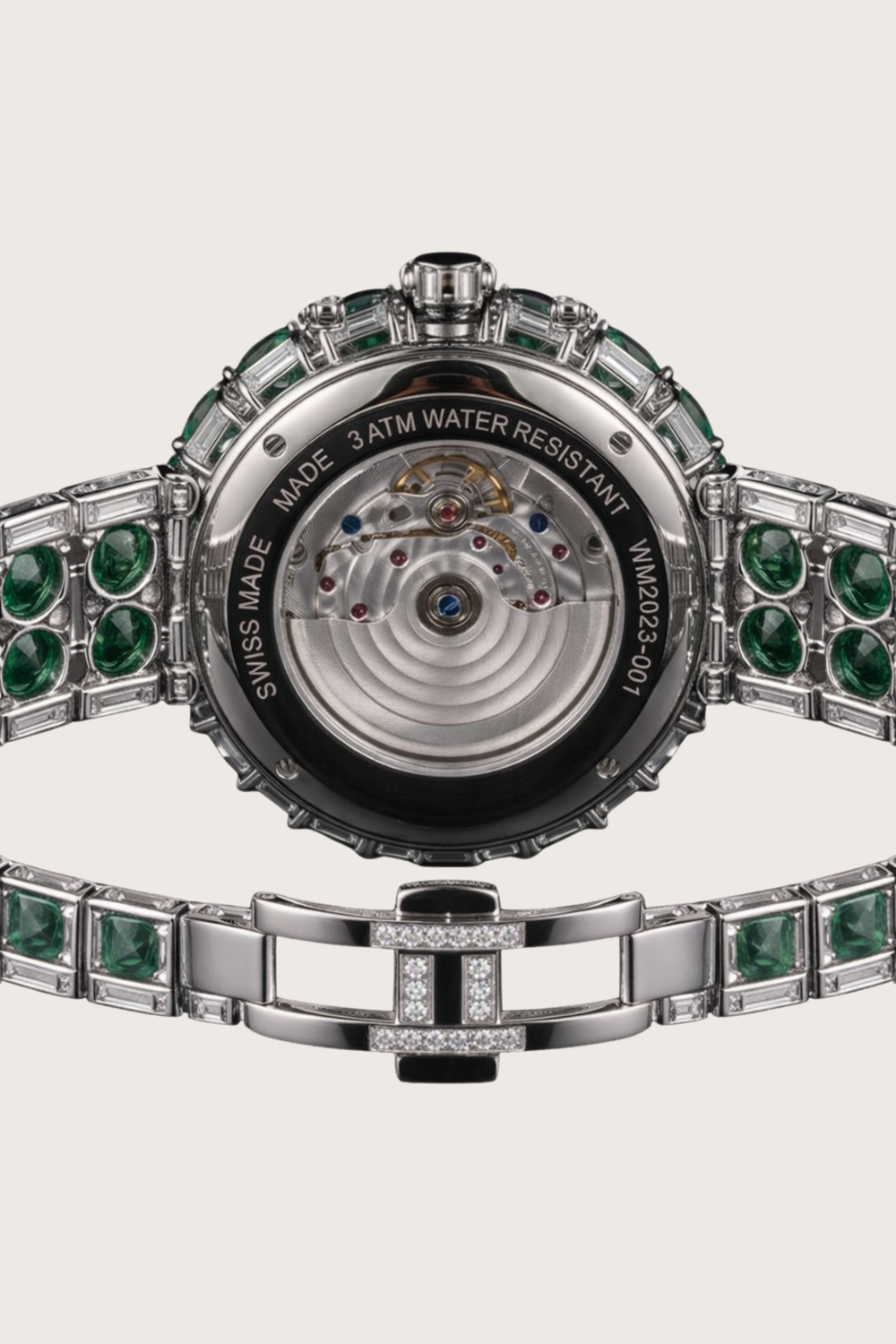 Emerald Radiance Diamond Halo Luxury Bracelet Watch