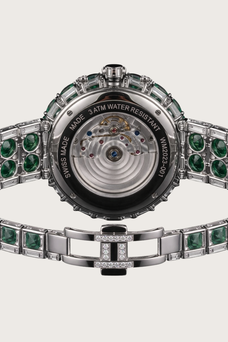 Emerald Radiance Diamond Halo Luxury Bracelet Watch