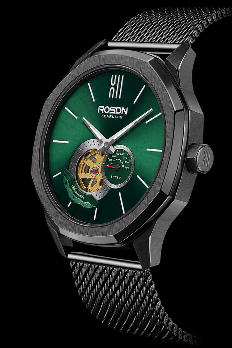Fearless Edition Milanese Mesh Bracelet Green Peacock Automatic Watch