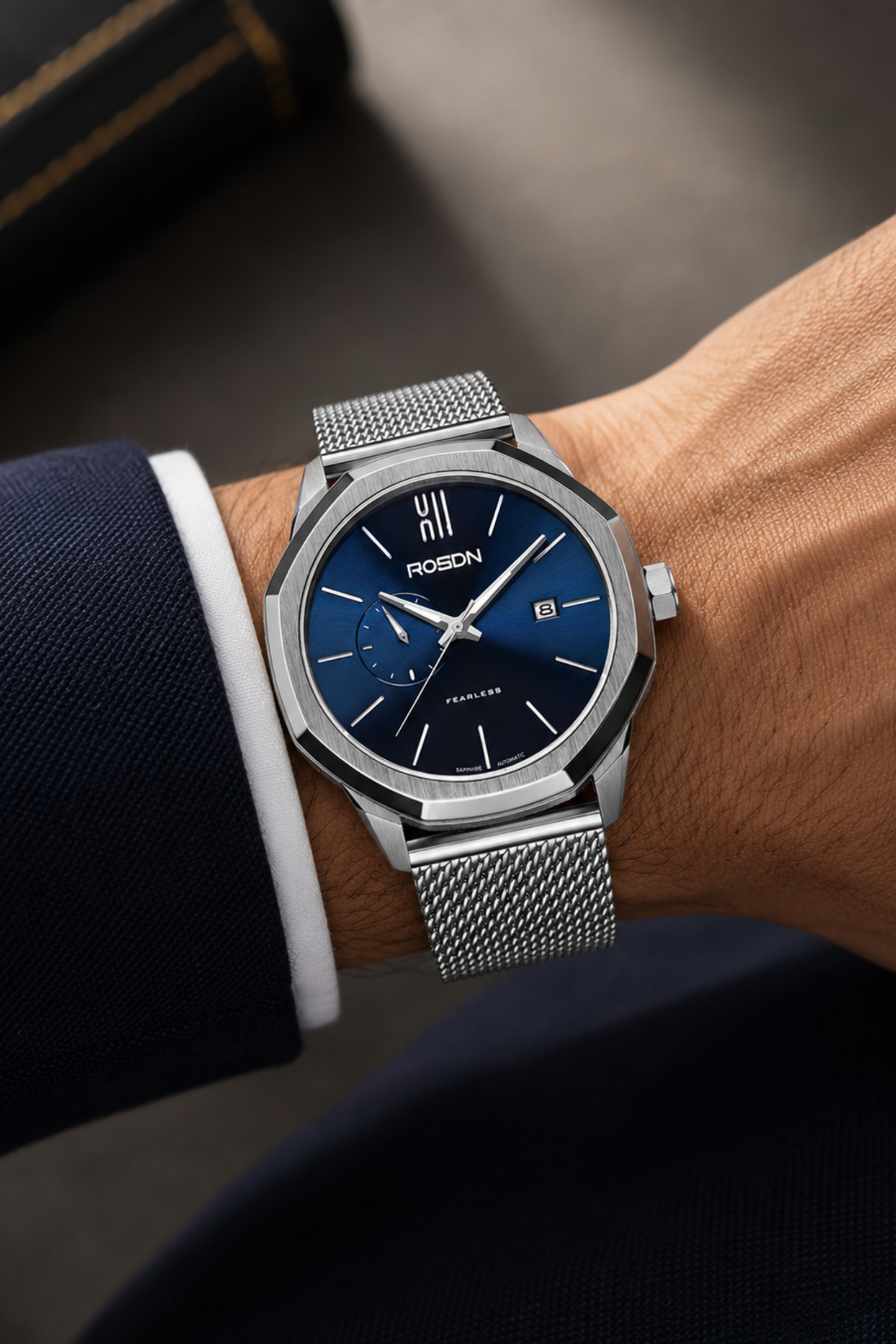 Fearless Meridian Milanese Mesh Bracelet Blue Automatic Watch