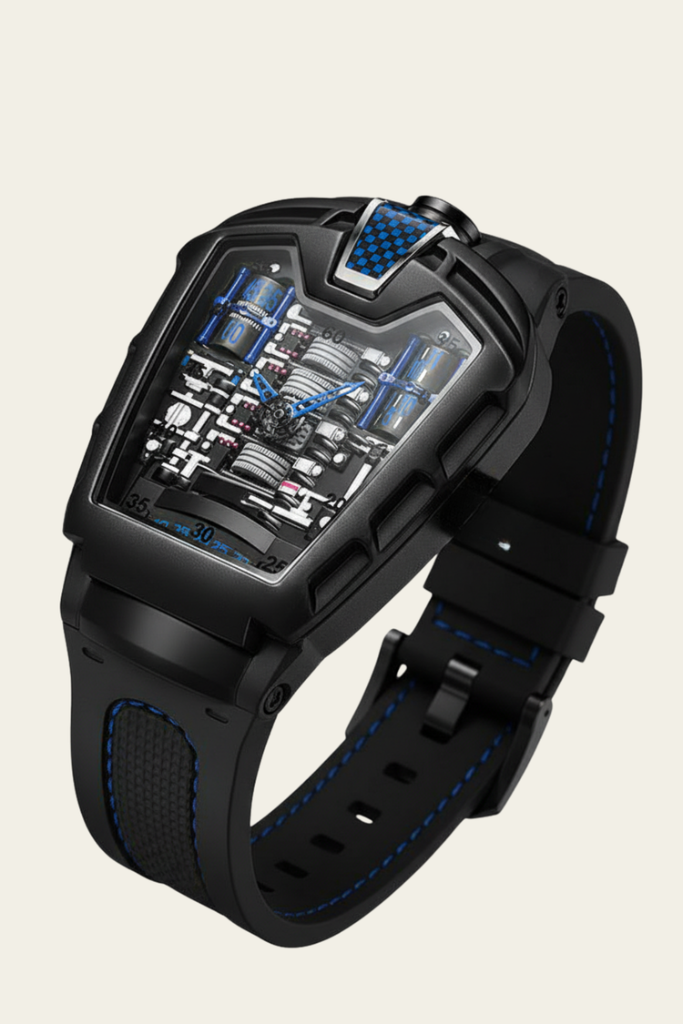 Ferrari Engine Black & Blue Sports Watch (43522705)