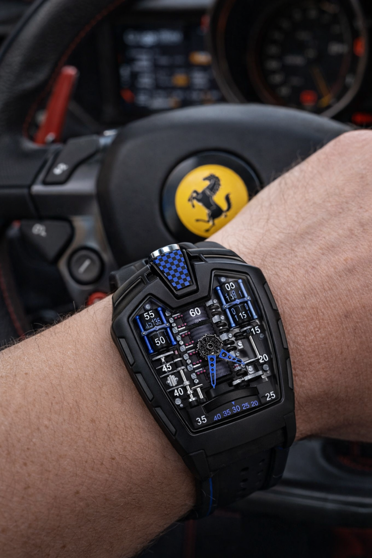 Ferrari Engine Black & Blue Sports Watch (43522705)