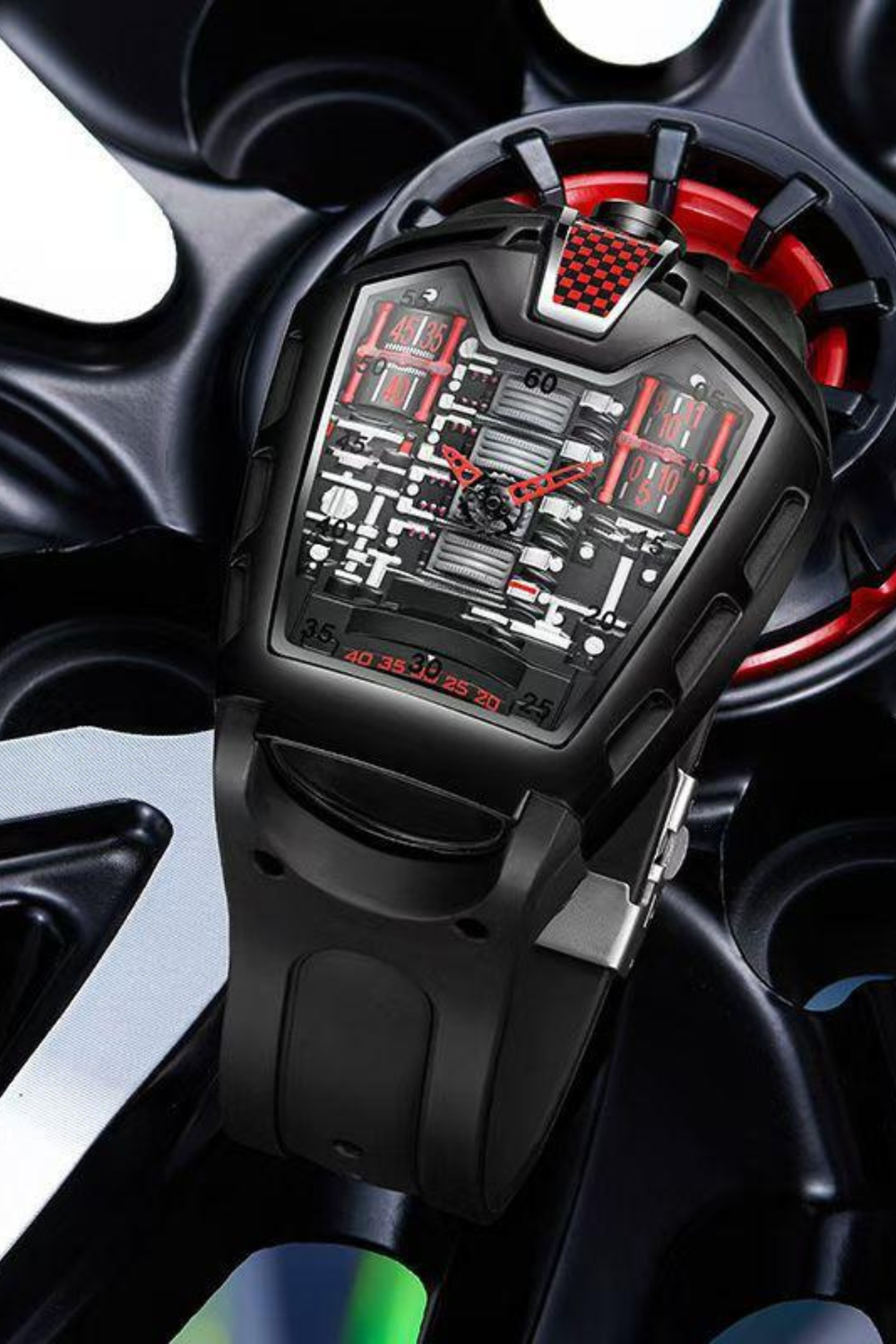 Ferrari Engine Black & Red Sports Watch (44874879)