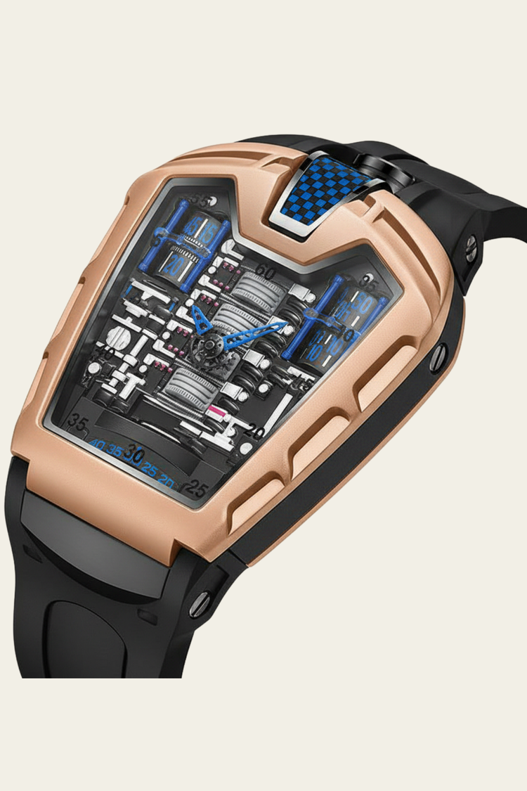 Ferrari Engine Rosegold & Blue Sports Watch (43522444)