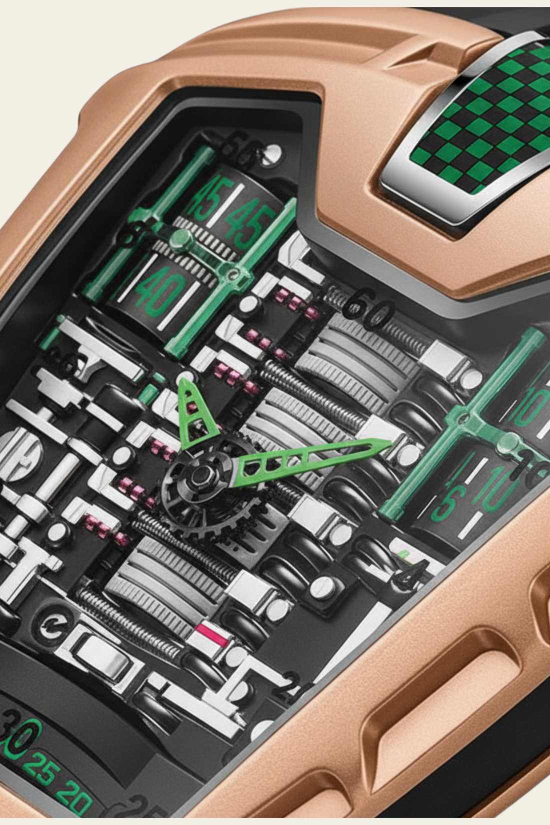 Ferrari Engine Rosegold & Green Sports Watch (44874882)