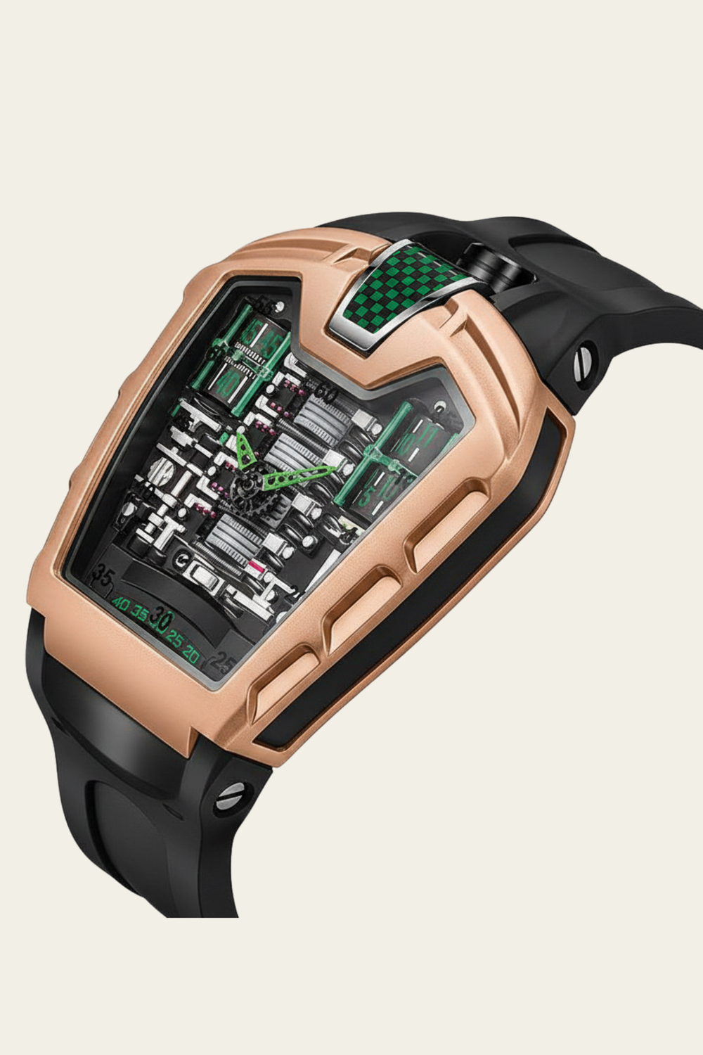 Ferrari Engine Rosegold & Green Sports Watch (44874882)