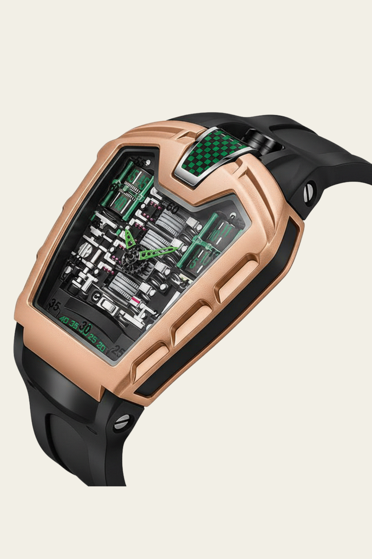 Ferrari Engine Rosegold & Green Sports Watch (44874882)