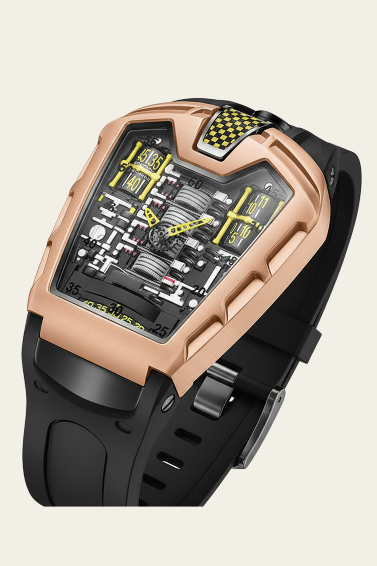 Ferrari Engine Rosegold & Yellow Sports Watch (ZIVFERRSGLDYEL0172)