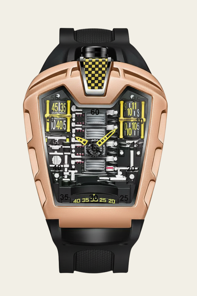 Ferrari Engine Rosegold & Yellow Sports Watch (ZIVFERRSGLDYEL0172)