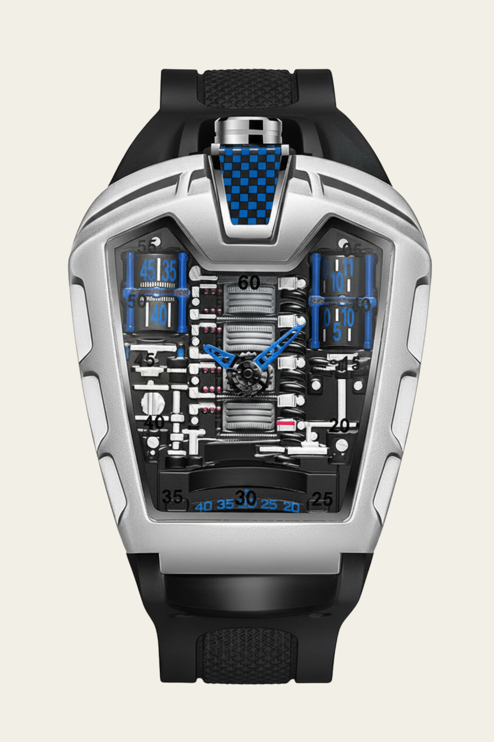 Ferrari Engine Silver & Blue Sports Watch (44219707)