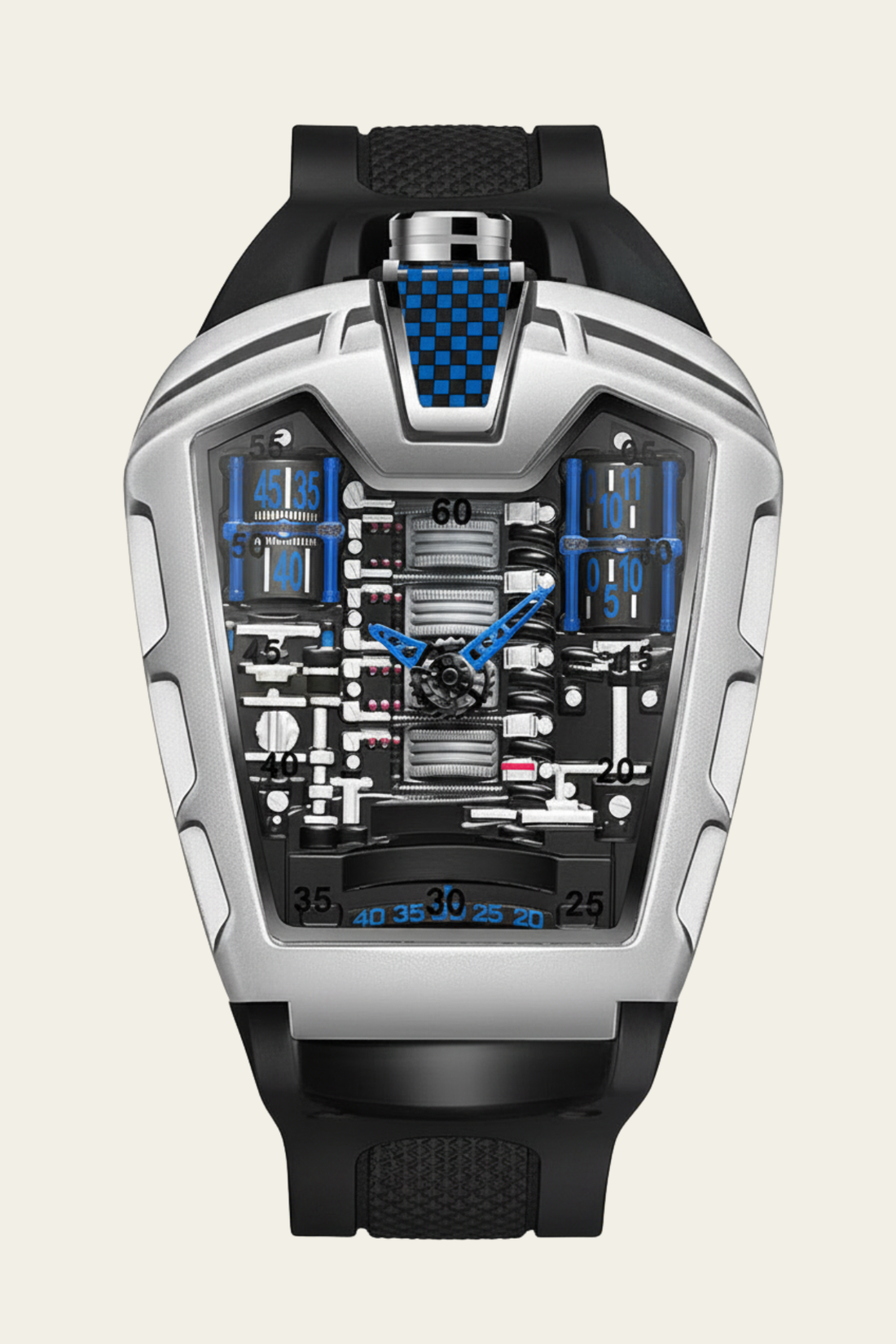 Ferrari Engine Silver & Blue Sports Watch (44219707)