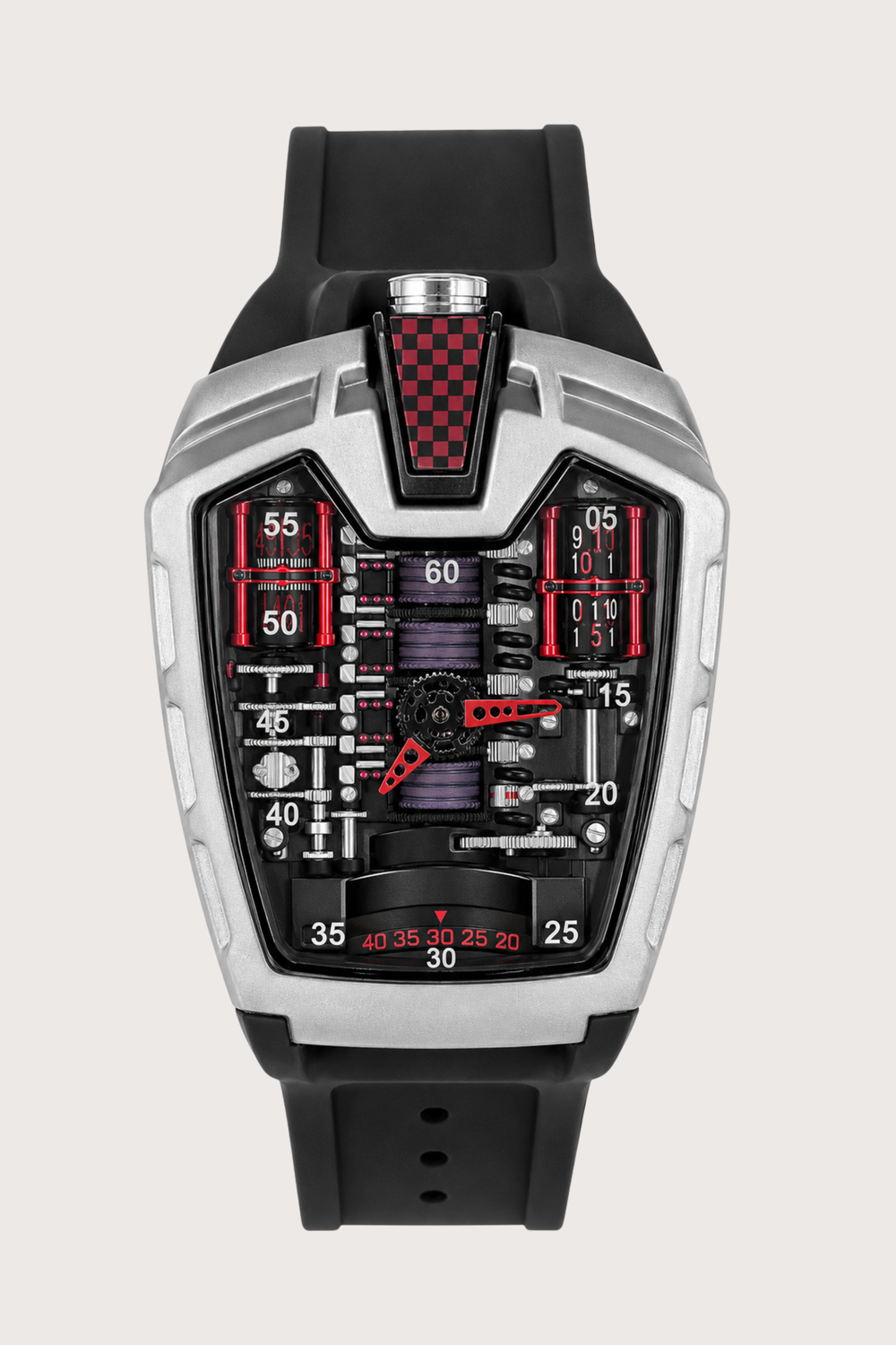 Ferrari Engine Silver & Red Sports Watch (44416669)