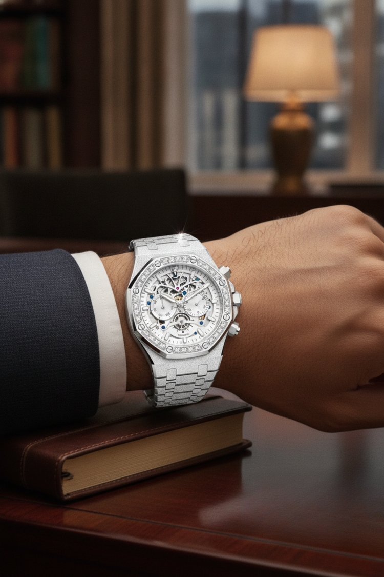 Frosted Silver Royal Skeleton Chronograph (44222623)