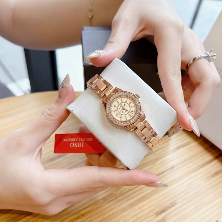 Glimmer Luxe |  Rose Gold Diamond Quartz Watch | IBSO Edition - (41070747)