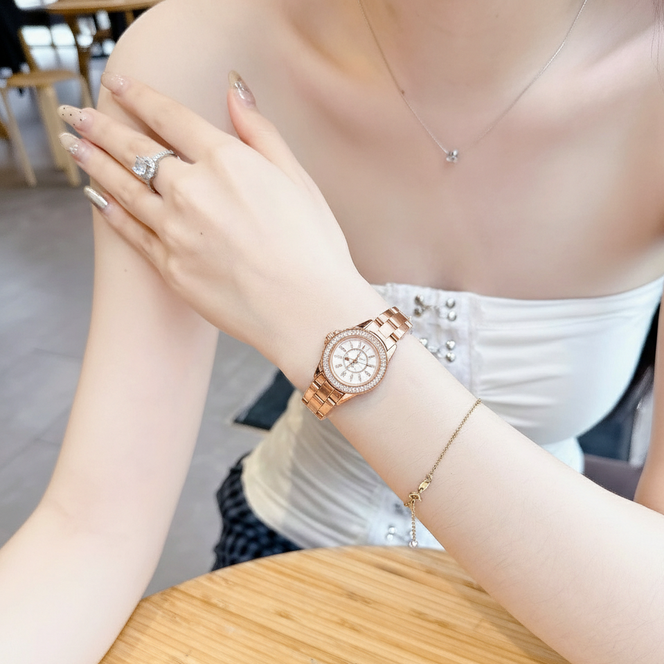 Glimmer Luxe |  Rose Gold Diamond Quartz Watch | IBSO Edition - (41070747)