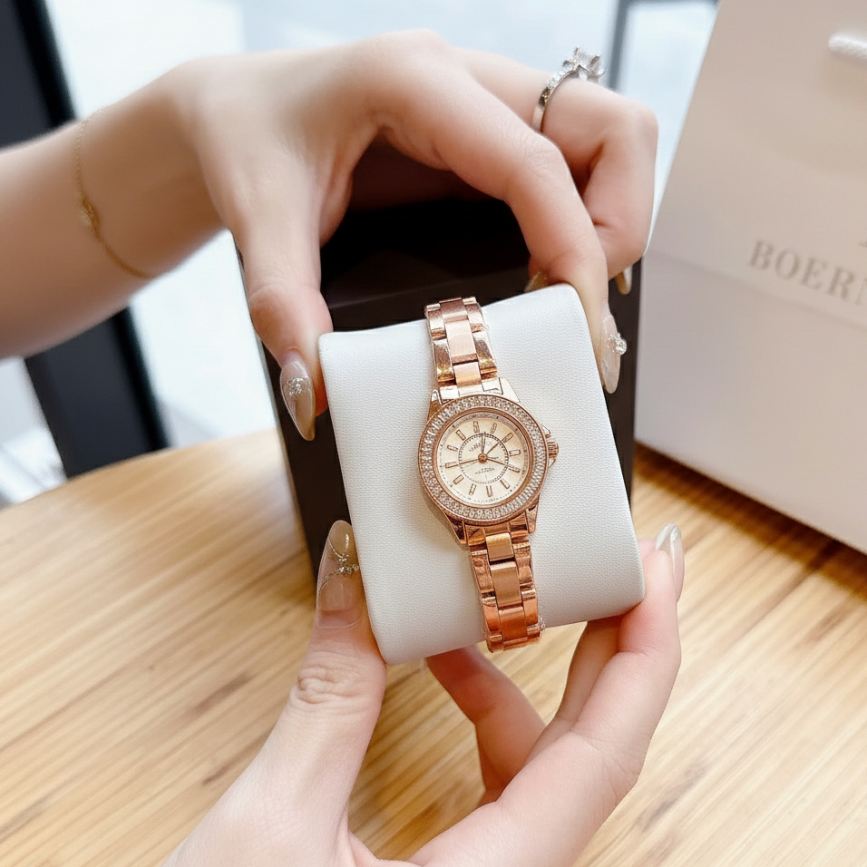 Glimmer Luxe |  Rose Gold Diamond Quartz Watch | IBSO Edition - (41070747)