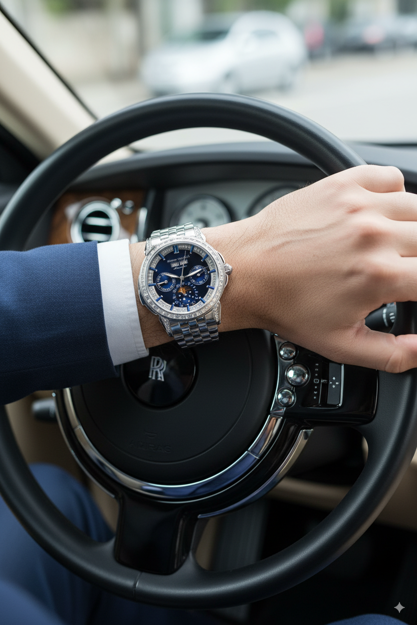Sirius | Silver Blue Diamond Automatic Watch (43014175)