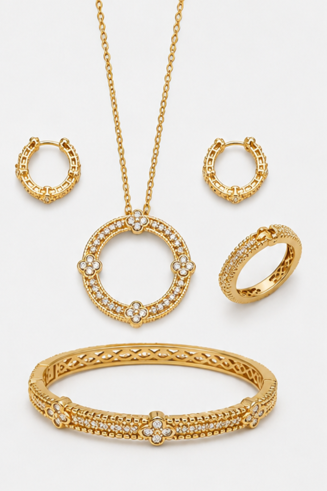 Golden Flora Radiance Complete Jewelry Set
