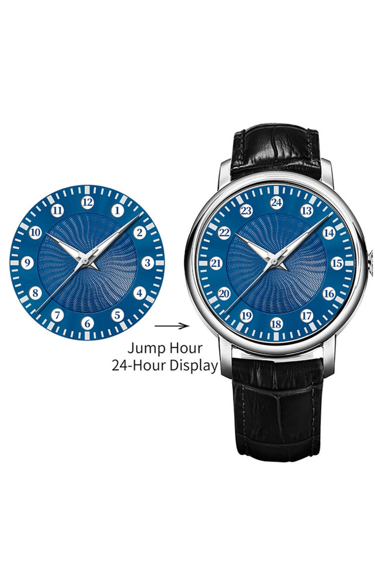 Guilloche Dial Instant Jump Mechanical Watch