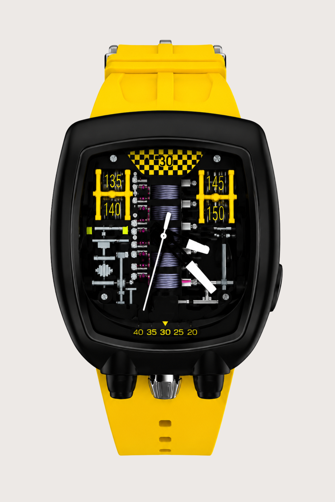 Hypercar Engine Inspired Luxury Black & Yellow Quartz Watch (43522450)