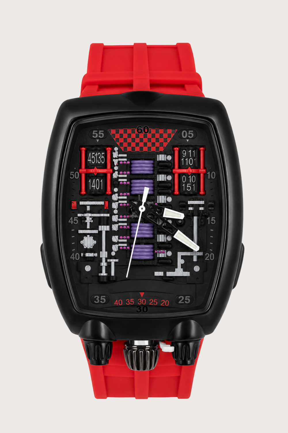 Hypercar Engine Inspired Luxury Red & Black Quartz Watch (43665393)
