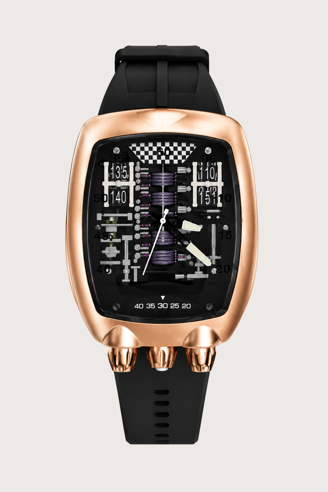 Hypercar Engine Inspired Luxury Rosegold & Black Quartz Watch (43804123)