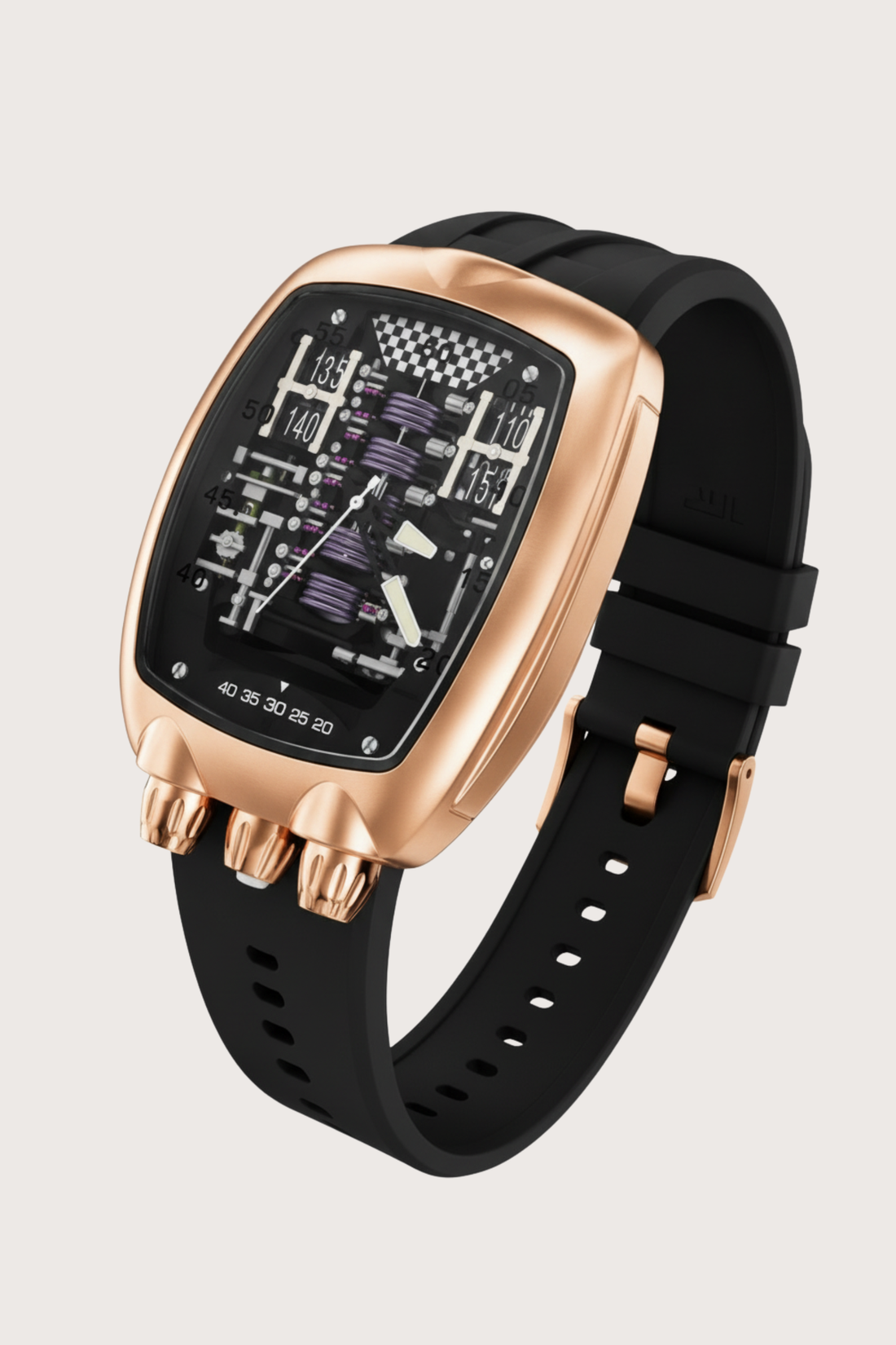 Hypercar Engine Inspired Luxury Rosegold & Black Quartz Watch (43804123)