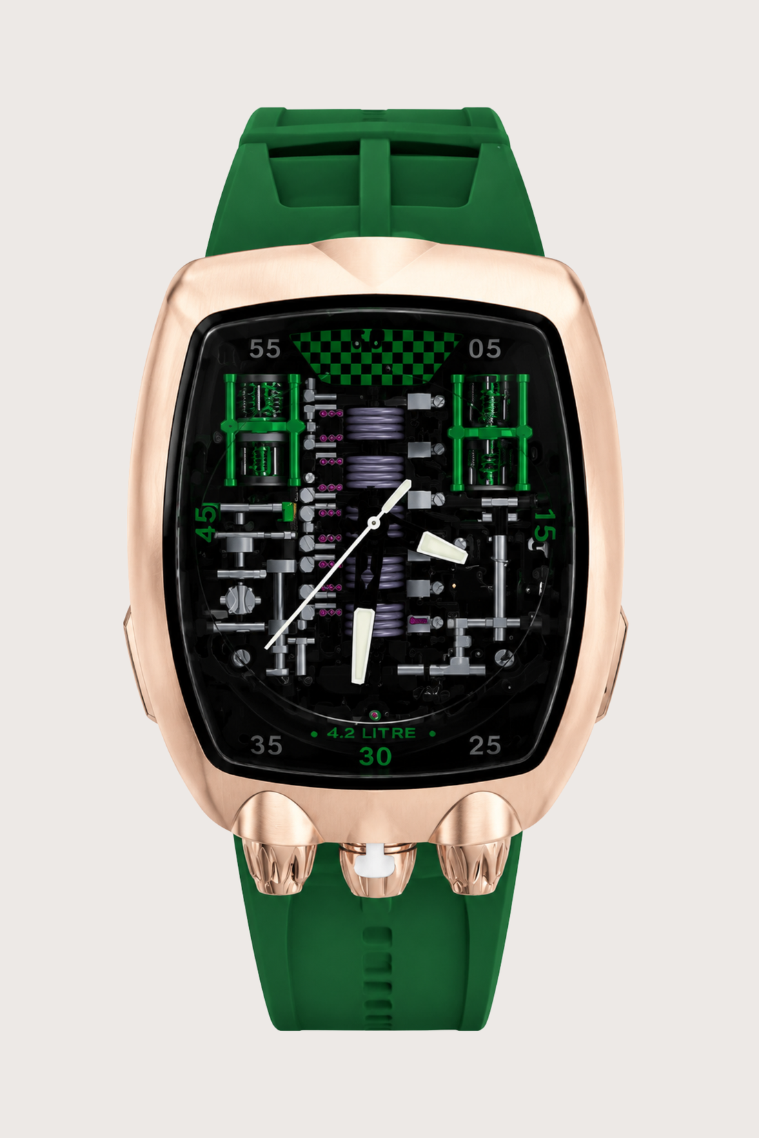 Hypercar Engine Inspired Luxury Rosegold & Green Quartz Watch (43522453)