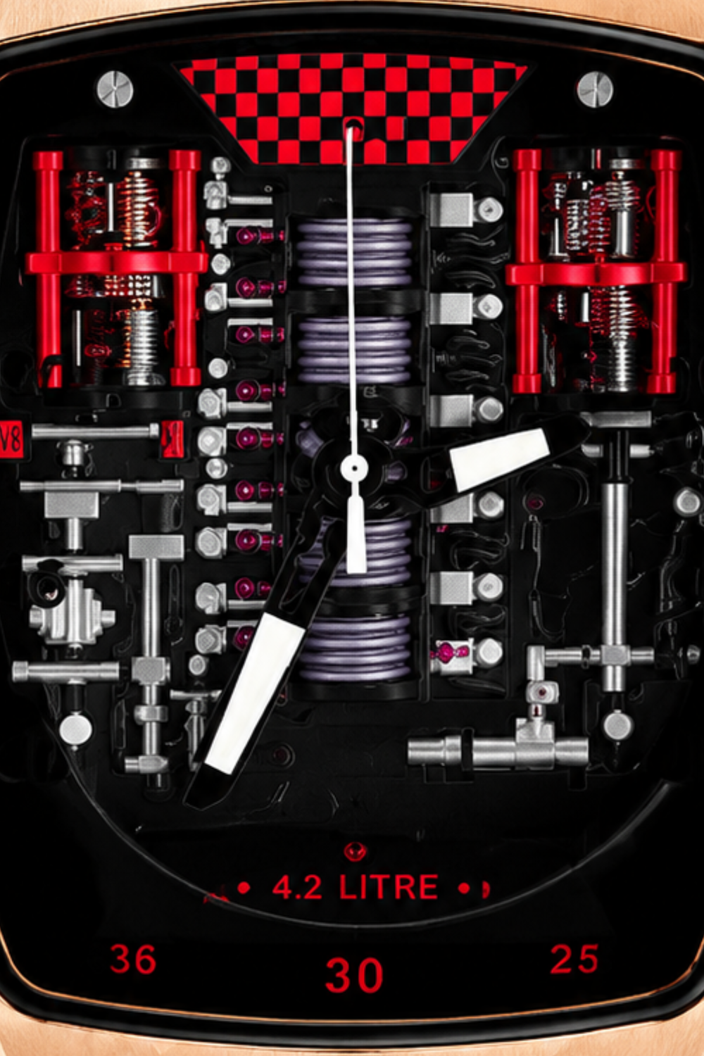 Hypercar Engine Inspired Luxury Rosegold & Red Quartz Watch (44874881)