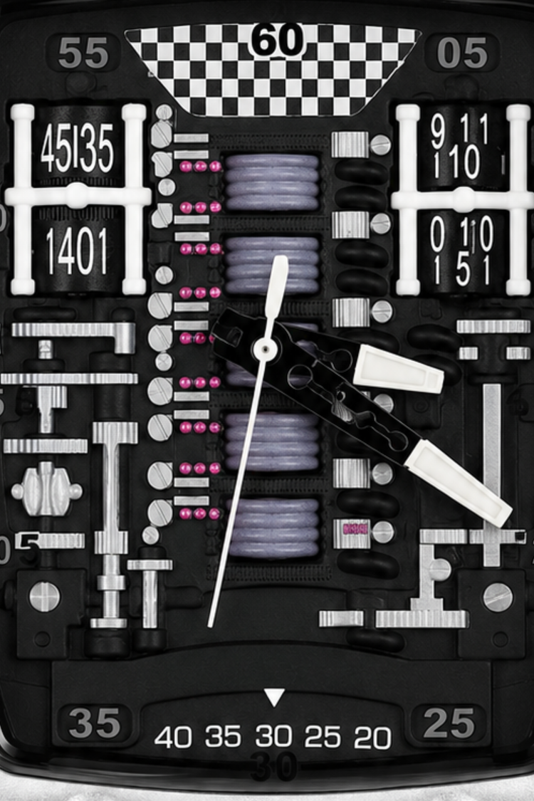 Hypercar Engine Inspired Luxury Silver & White Quartz Watch (43522427)
