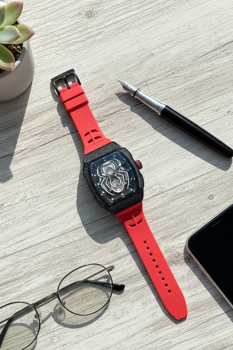 ROSDN Spider Core Red & Black Automatic Mechanical Watch