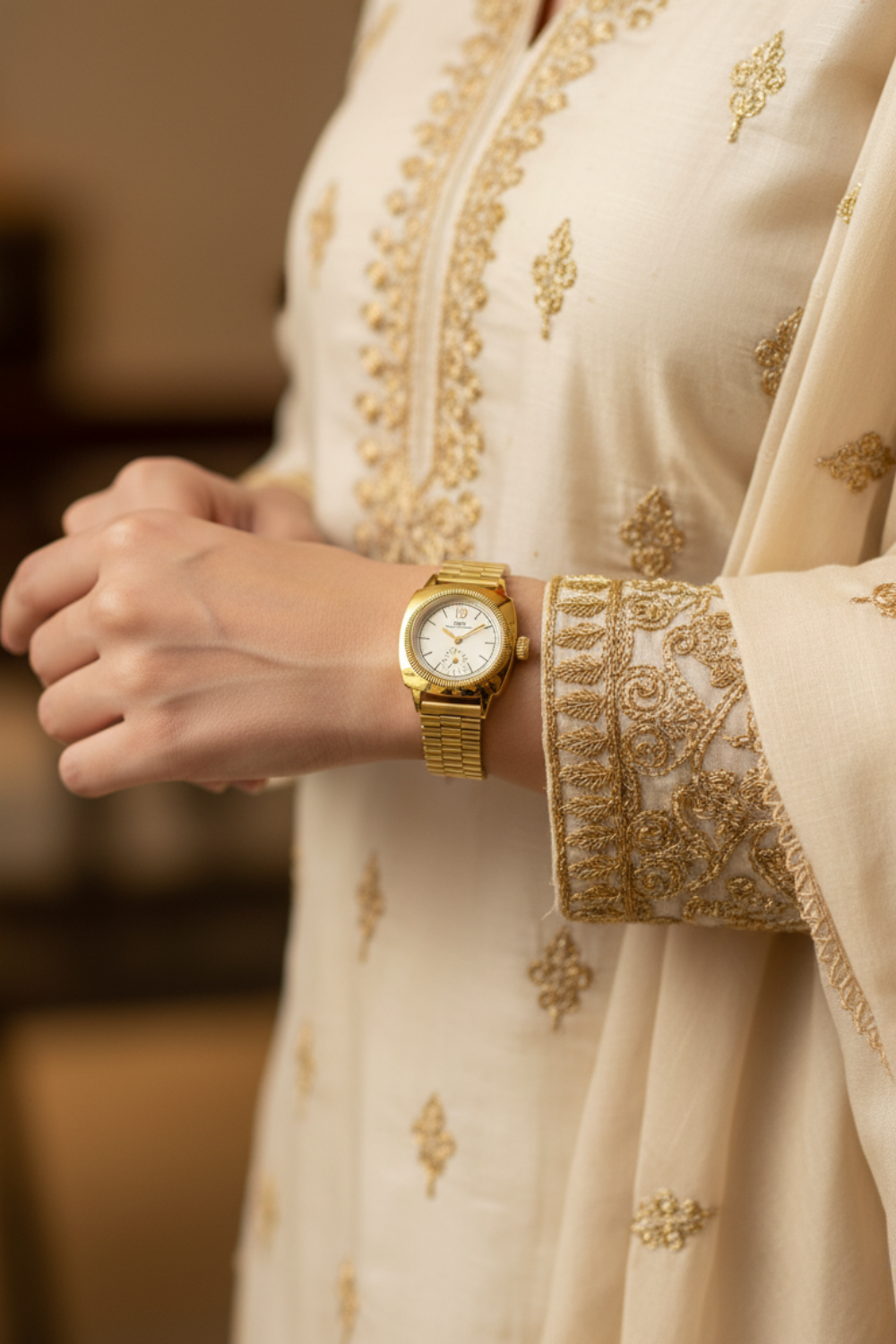 Classic White Dial Silver Crest Automatic Watch | IBSO Edition - Gold