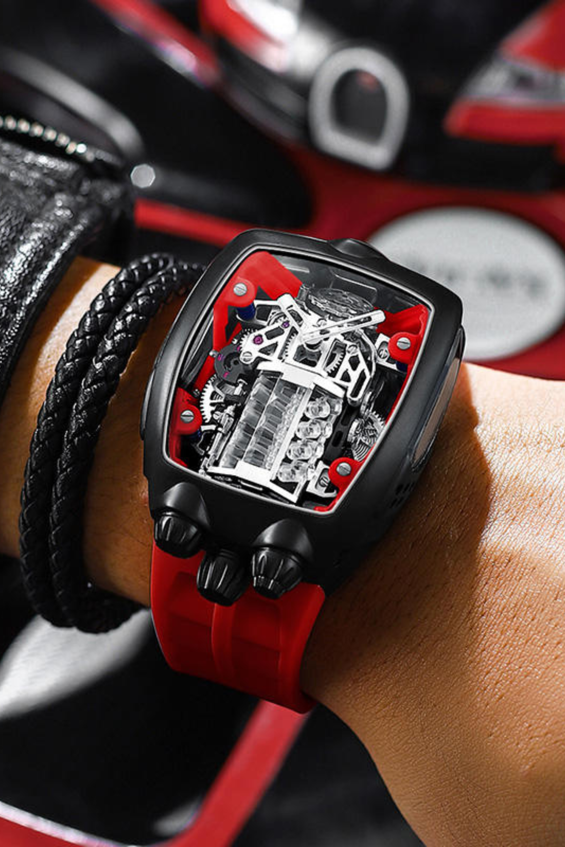 Viper Engine Red with Black Dial | Tonneau Skeleton Engine Edition