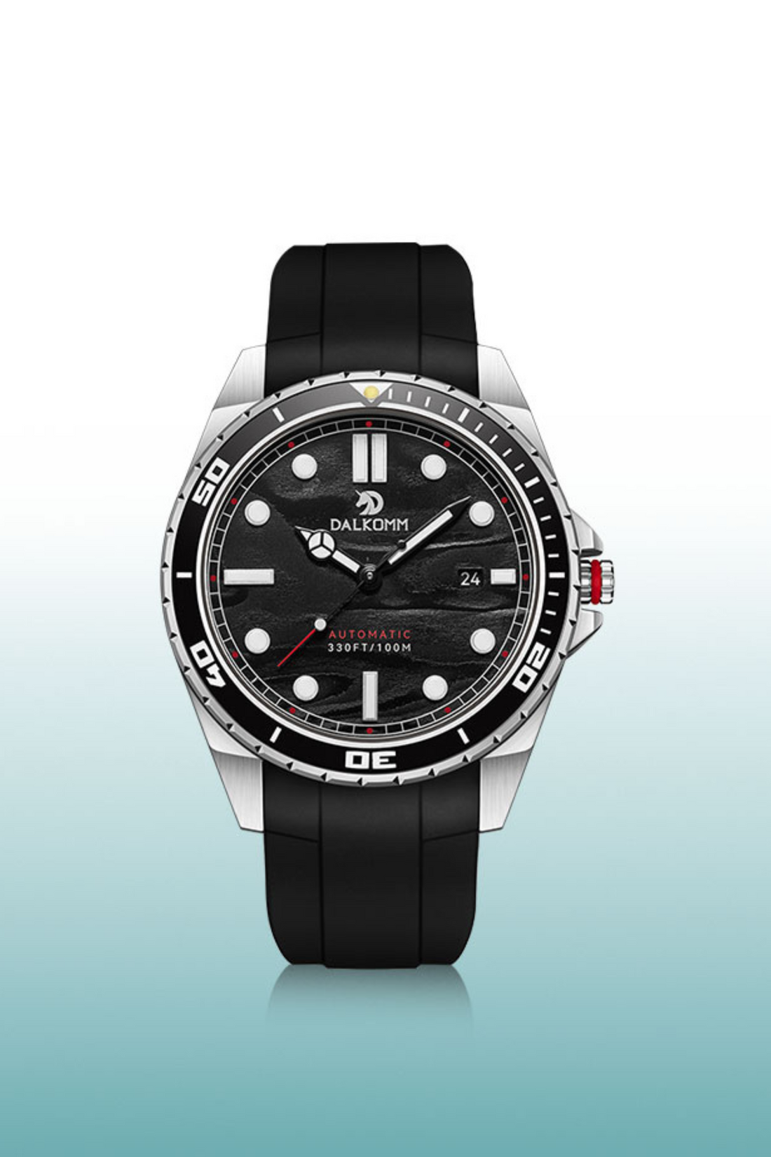 King Kong Series High-end Men's Automatic Black Analog with White-accented Tick Detailing Striking Black Strap Diver Watch