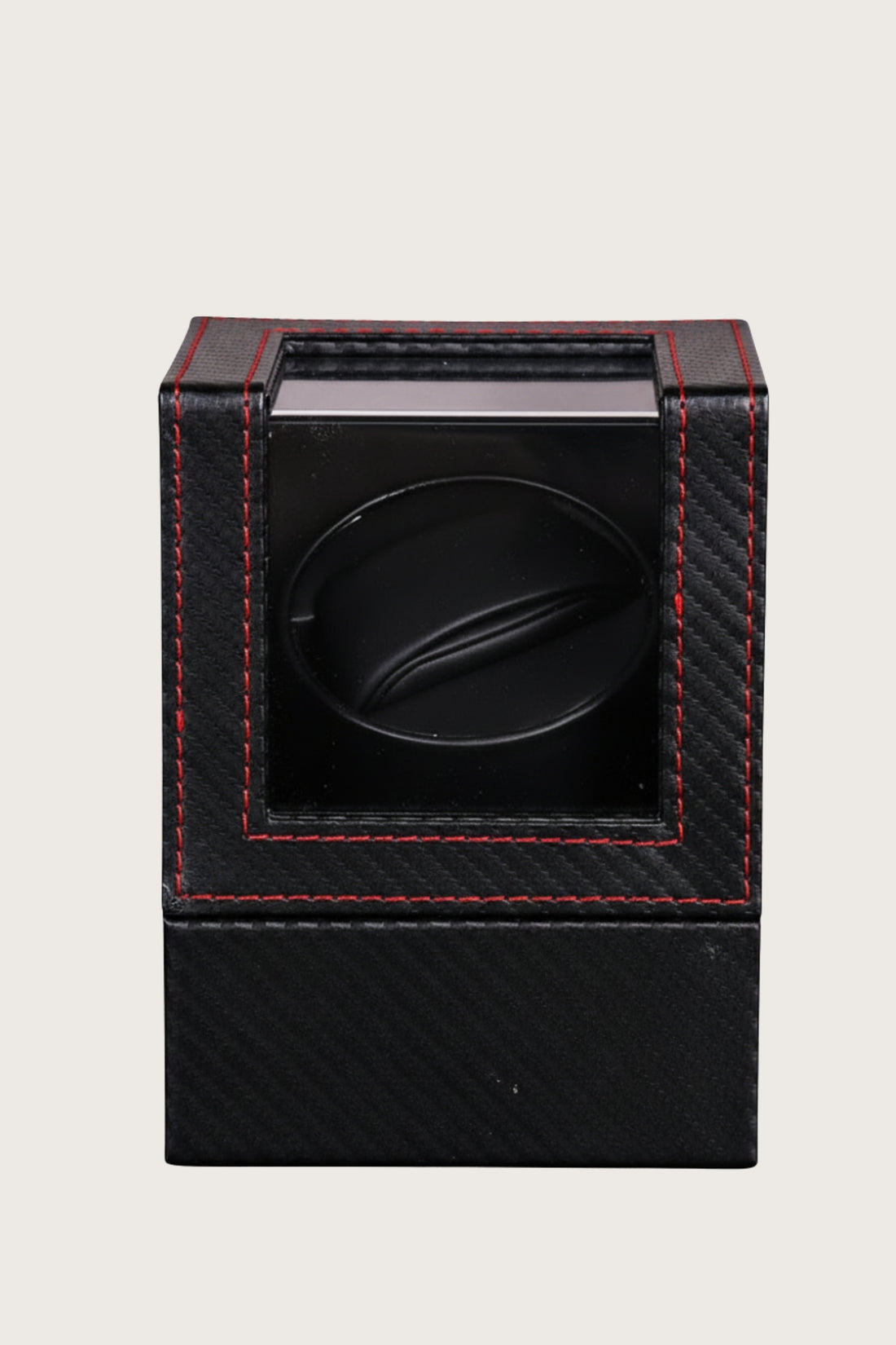 Vault Carbon | Single Watch Winder with Red Stitching