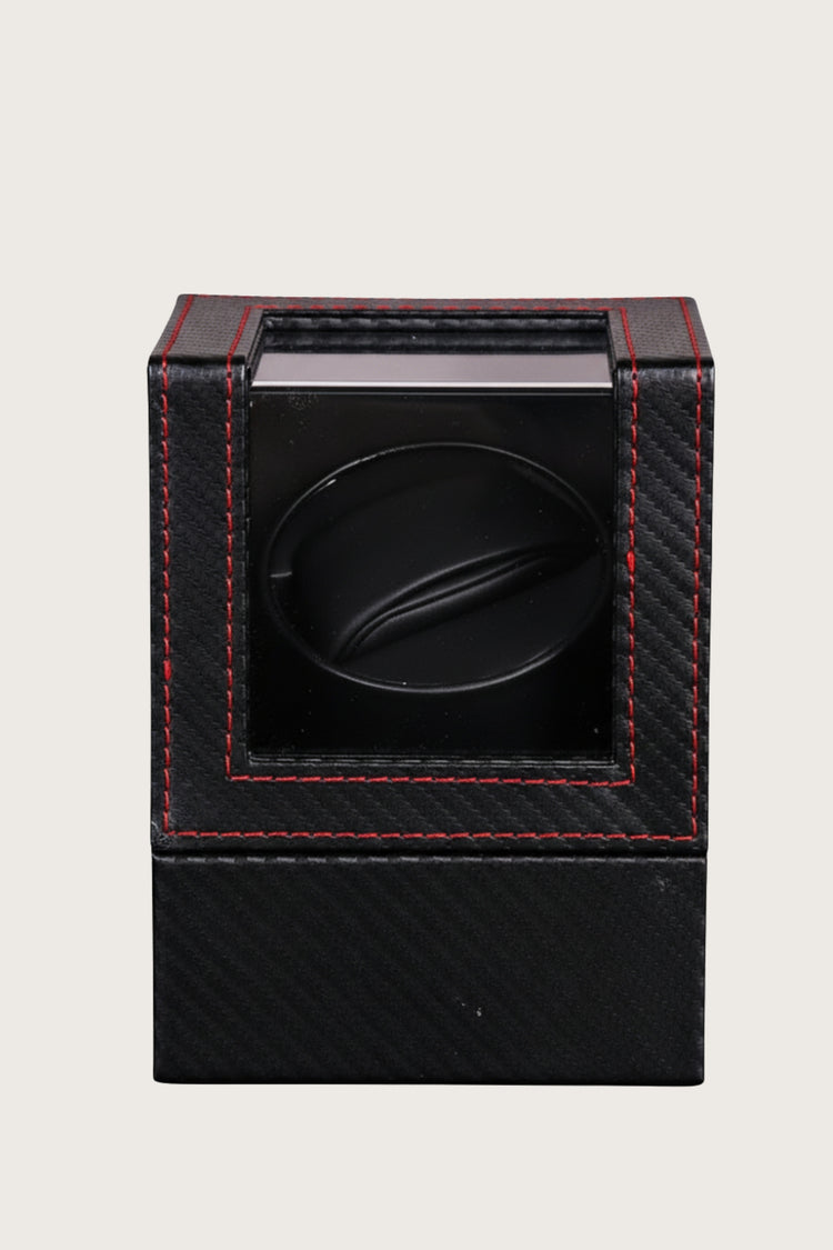 Vault Carbon | Single Watch Winder with Red Stitching