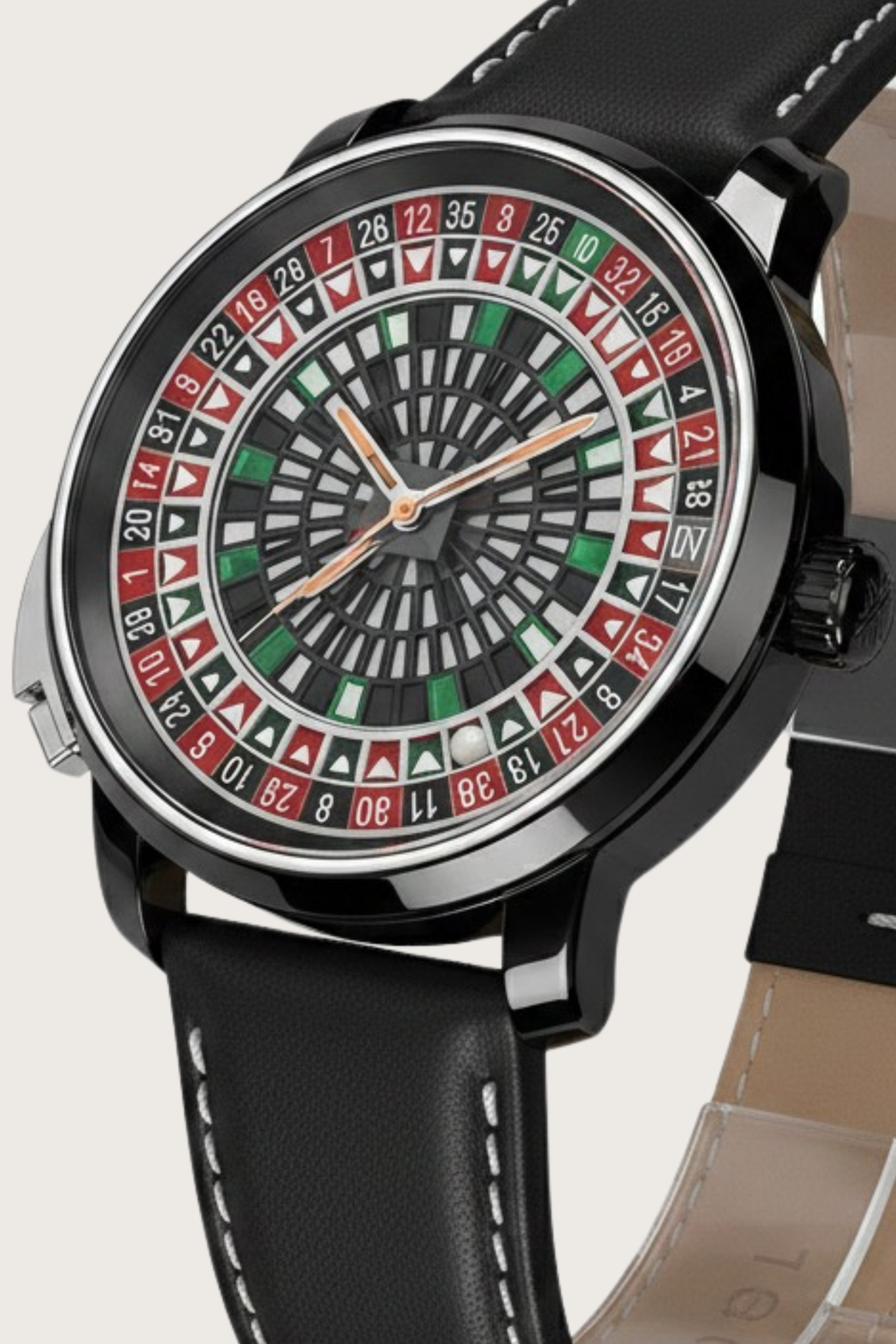 Casino Series Black Roulette Automatic Watch – Tri-Color Matrix Edition