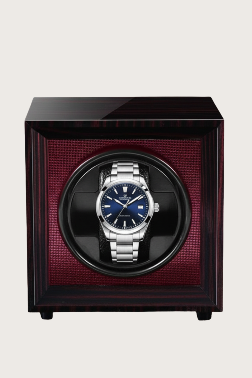 Regal Wood | Single Watch Winder with Red Velvet Interior