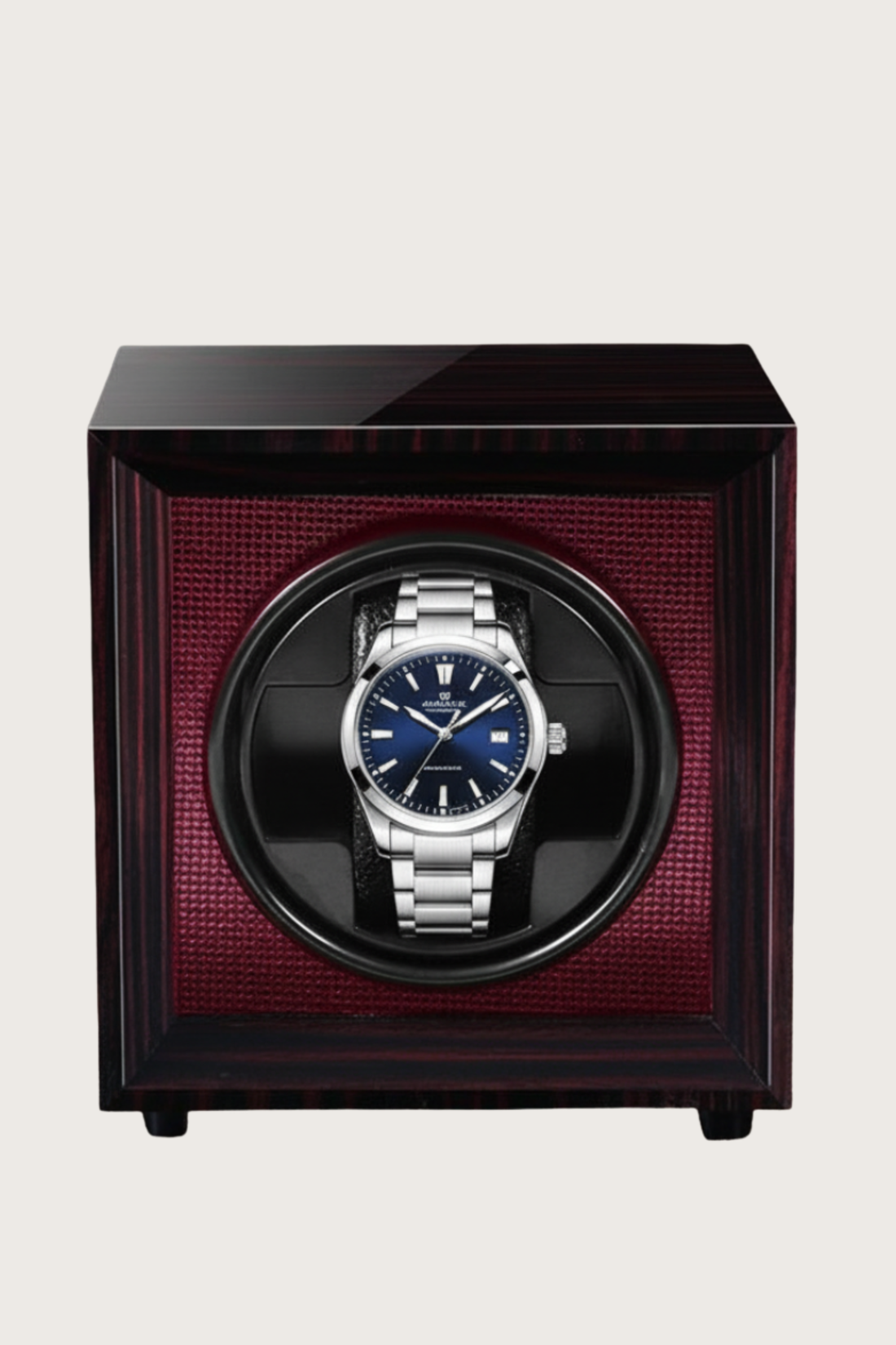 Regal Wood | Single Watch Winder with Red Velvet Interior